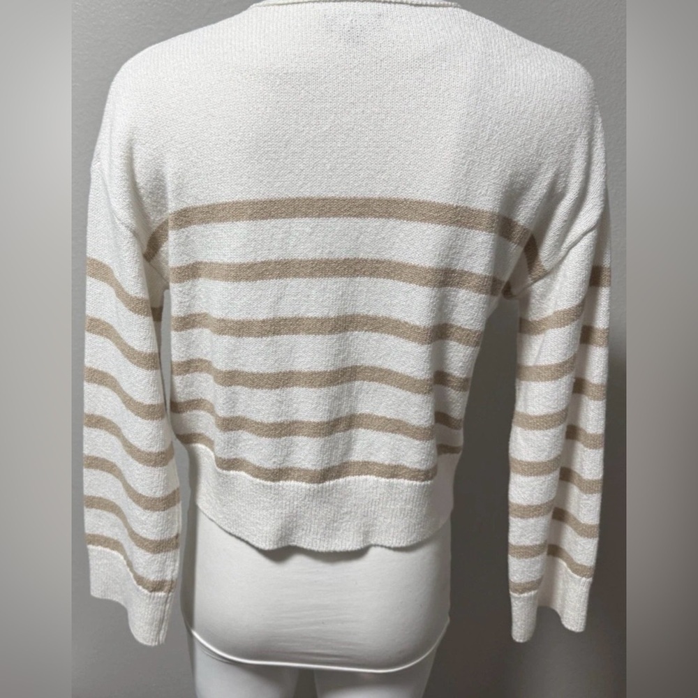 Rails Geneva Cardigan Sweater Sand Stripe Relaxed Size XS Cool Jade Cotton Blend - Picture 7 of 16